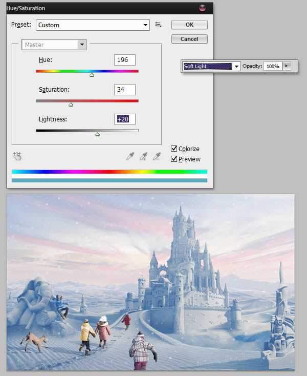 ‘photoshop将荒漠场景打造出迪士尼风格的雪景图‘