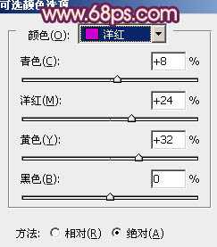 ‘Photoshop将外景人物图片调制出流行的暗调黄紫色‘