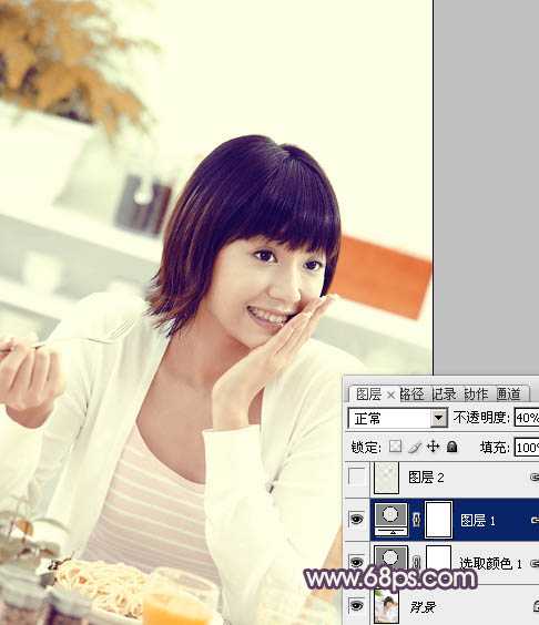 ‘Photoshop将室内图片调制出淡淡的黄灰色效果‘
