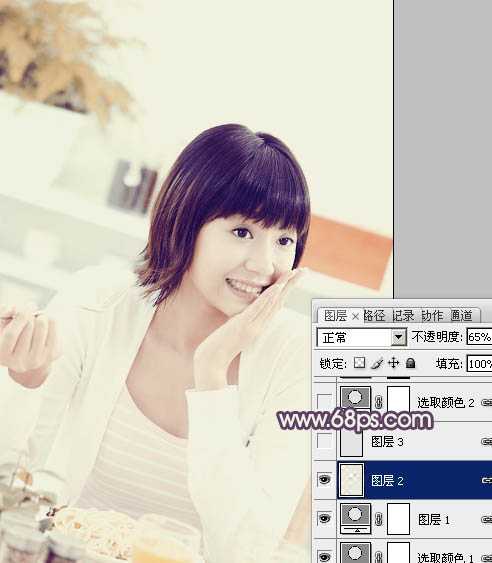 ‘Photoshop将室内图片调制出淡淡的黄灰色效果‘