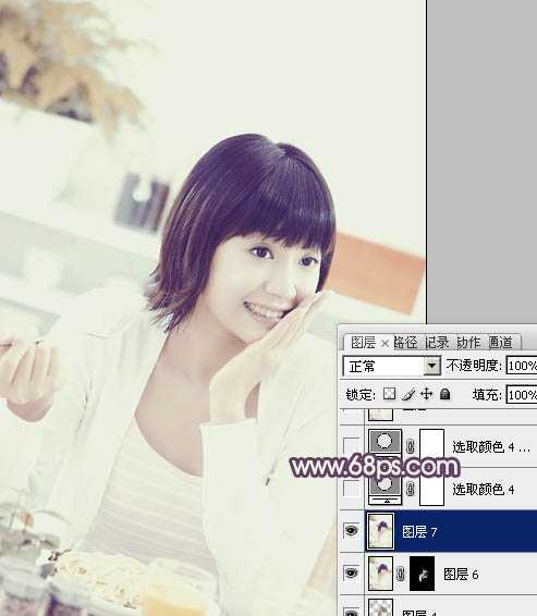 ‘Photoshop将室内图片调制出淡淡的黄灰色效果‘