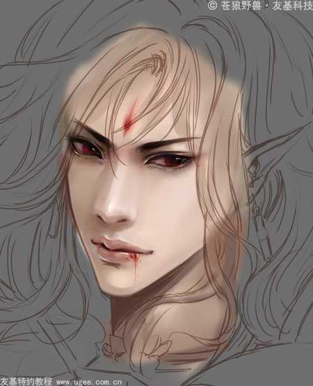 ‘photoshop手绘《黑暗伯爵》数位板奇幻贵族吸血鬼插画效果‘