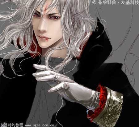 ‘photoshop手绘《黑暗伯爵》数位板奇幻贵族吸血鬼插画效果‘