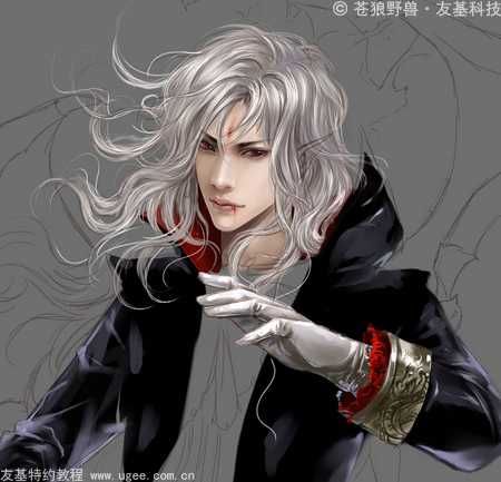 ‘photoshop手绘《黑暗伯爵》数位板奇幻贵族吸血鬼插画效果‘
