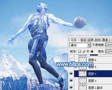‘photoshop合成制作超酷的灌篮冰人‘
