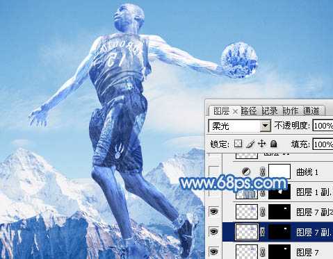 ‘photoshop合成制作超酷的灌篮冰人‘