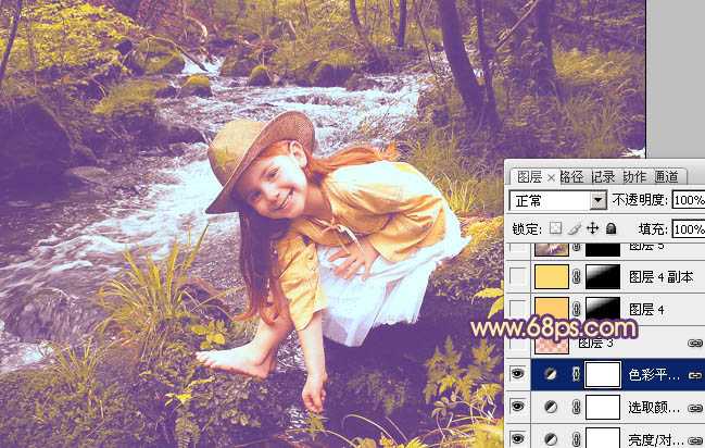 ‘Photoshop为树林女孩图片调制出柔美的暖色调‘