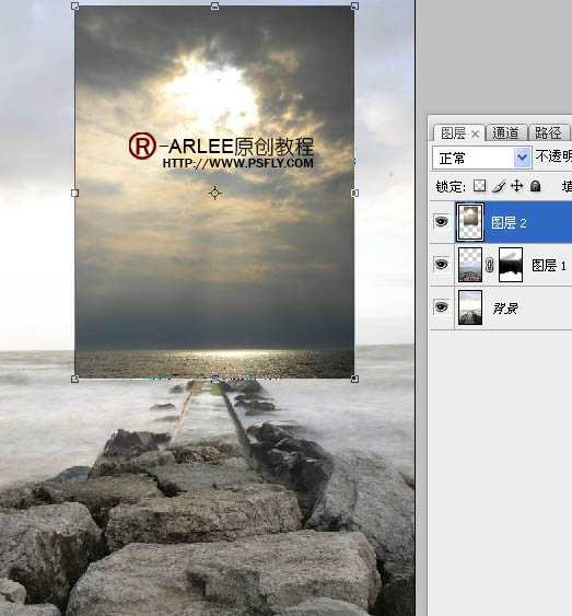 ‘photoshop完美合成暮色中在海边阅读的圣女‘