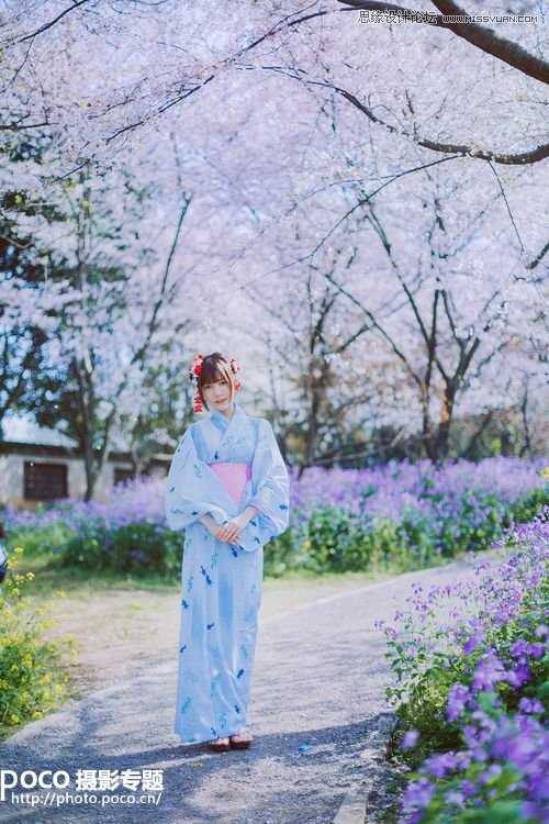 Photoshop调出樱花下的美女日系淡雅色调,PS教程
