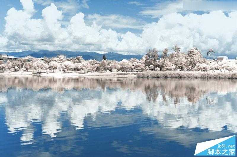‘Photoshop将外景风光大片调出IR红外线滤镜的超梦幻雪景照片‘