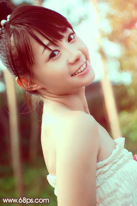‘Photoshop为外景美女图片增加上淡淡的青黄蜜糖色‘