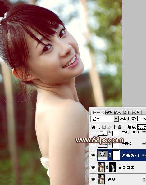 ‘Photoshop为外景美女图片增加上淡淡的青黄蜜糖色‘