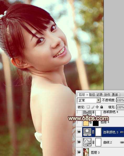 ‘Photoshop为外景美女图片增加上淡淡的青黄蜜糖色‘