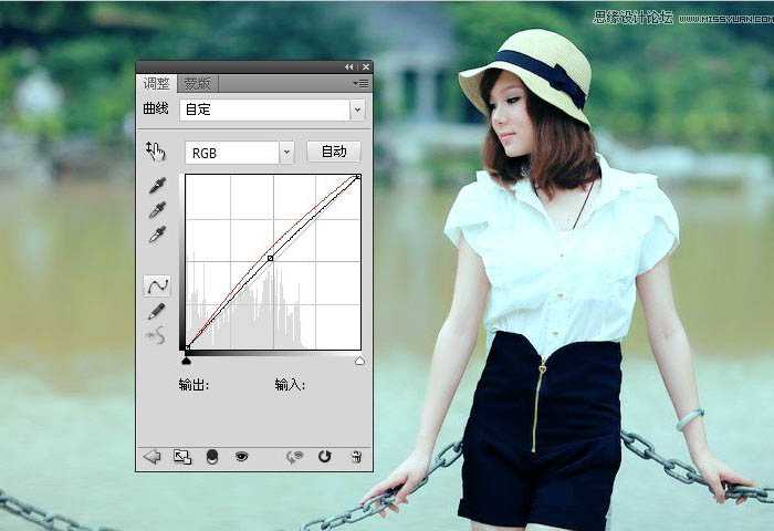 ‘Photoshop将河边美女图片调制出清爽的淡绿色‘