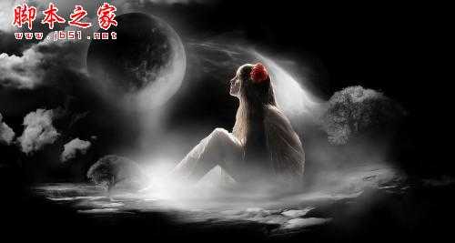 ‘PhotoShop合成制作魔幻世界里仰望天空的美女场景‘