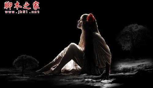 ‘PhotoShop合成制作魔幻世界里仰望天空的美女场景‘