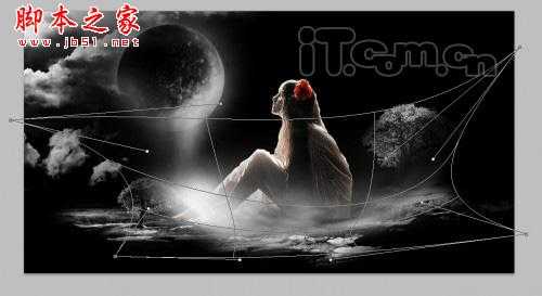 ‘PhotoShop合成制作魔幻世界里仰望天空的美女场景‘