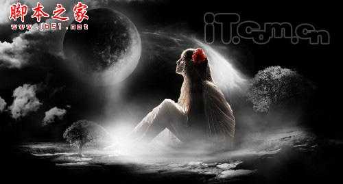 ‘PhotoShop合成制作魔幻世界里仰望天空的美女场景‘