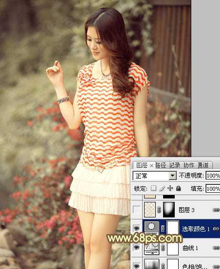 ‘Photoshop将夏季美女图片增加上柔美的黄褐色‘