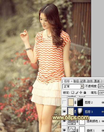 ‘Photoshop将夏季美女图片增加上柔美的黄褐色‘