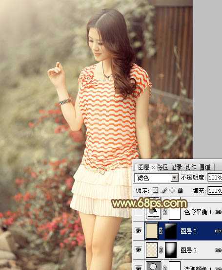 ‘Photoshop将夏季美女图片增加上柔美的黄褐色‘