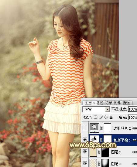 ‘Photoshop将夏季美女图片增加上柔美的黄褐色‘