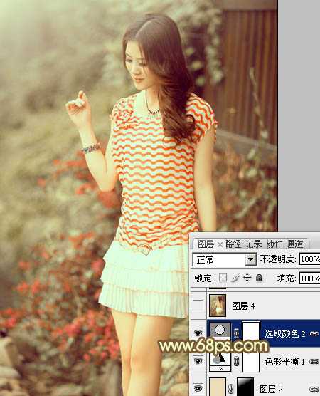 ‘Photoshop将夏季美女图片增加上柔美的黄褐色‘