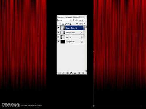 ‘ps利用滤镜及变形工具制作漂亮的红色布帘‘
