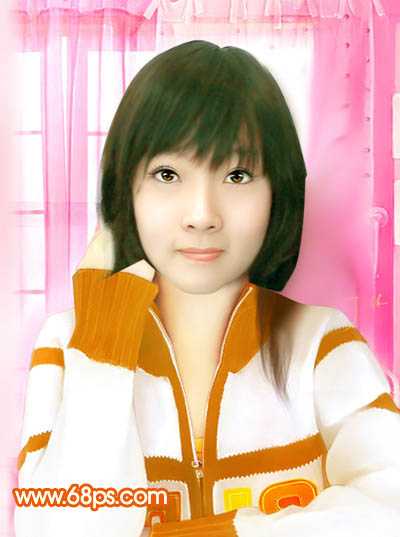 ‘ps想将偏暗的人物转为橙红的手绘效果(更换服饰)‘