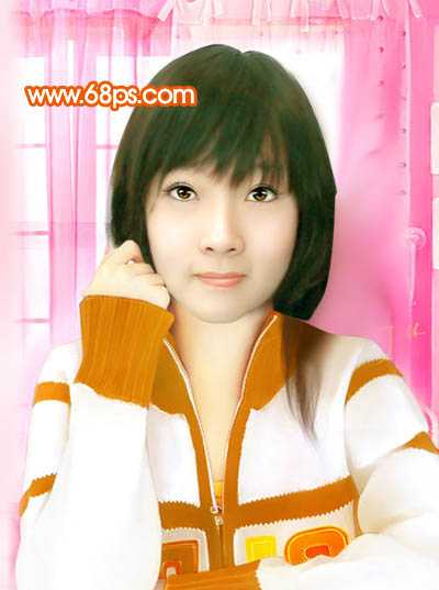 ‘ps想将偏暗的人物转为橙红的手绘效果(更换服饰)‘