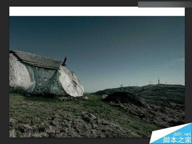 ‘Photoshop合成冷色风格的破损巨石人脸场景效果图‘