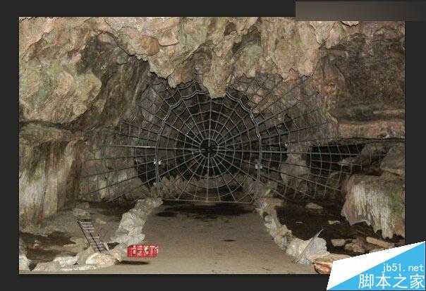 ‘Photoshop合成冷色风格的破损巨石人脸场景效果图‘