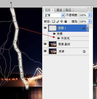 ‘photoshop利用描边路径工具制作出逼真的闪电效果‘
