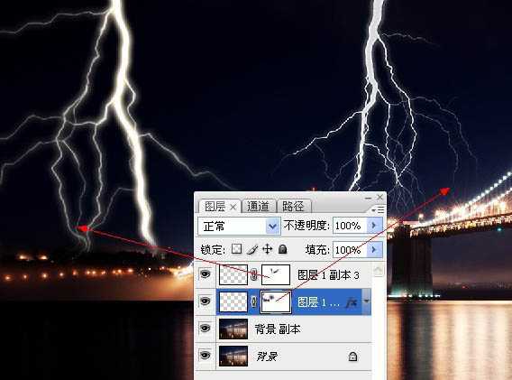 ‘photoshop利用描边路径工具制作出逼真的闪电效果‘