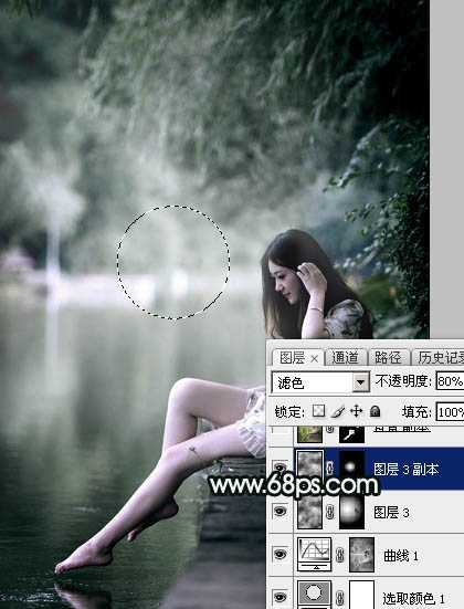 ‘Photoshop调制出柔美的古典暗绿色水景人物图片‘