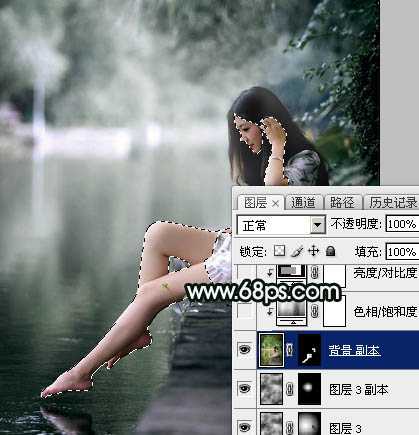 ‘Photoshop调制出柔美的古典暗绿色水景人物图片‘