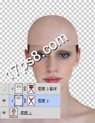 ‘用photoshop去掉美女头发变成光头异形‘