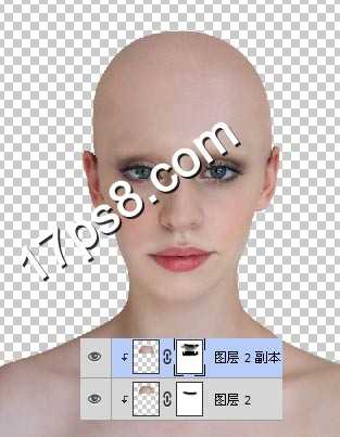 ‘用photoshop去掉美女头发变成光头异形‘