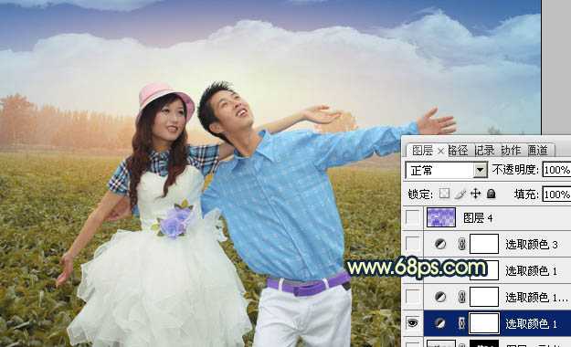 ‘Photoshop将偏灰的情侣图片增加晨曦效果‘