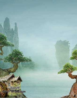 ‘photoshop合成奇幻梦境美女湖面荡舟场景‘