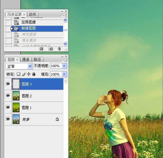 ‘Photoshop为草原人物增加漂亮的黄绿色效果教程‘