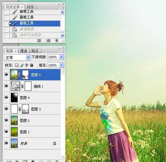 ‘Photoshop为草原人物增加漂亮的黄绿色效果教程‘