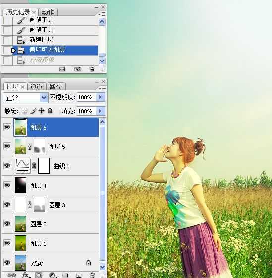‘Photoshop为草原人物增加漂亮的黄绿色效果教程‘