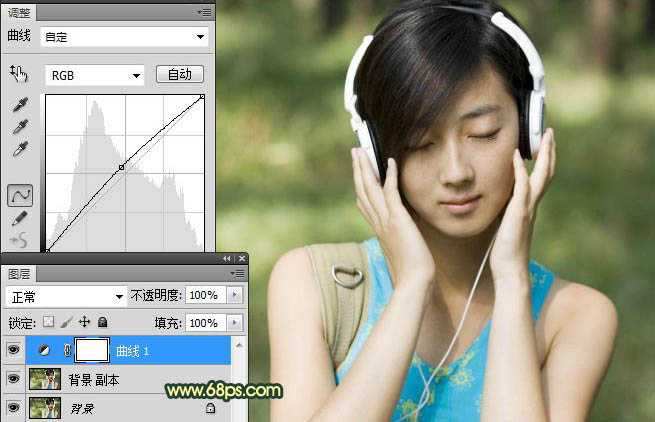 ‘Photoshop为音乐美女加上柔和甜美的夏季色‘
