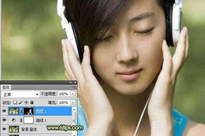‘Photoshop为音乐美女加上柔和甜美的夏季色‘