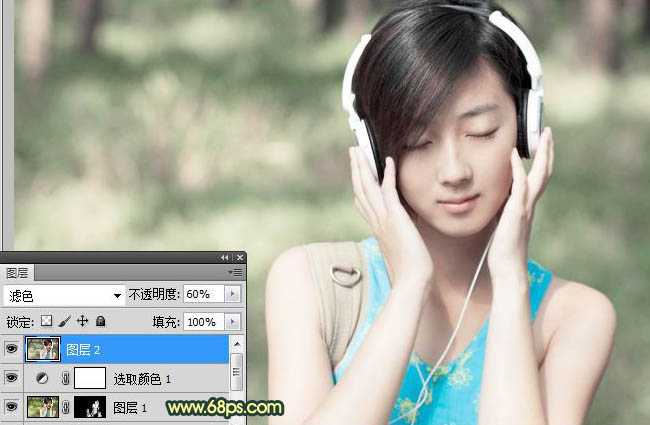 ‘Photoshop为音乐美女加上柔和甜美的夏季色‘