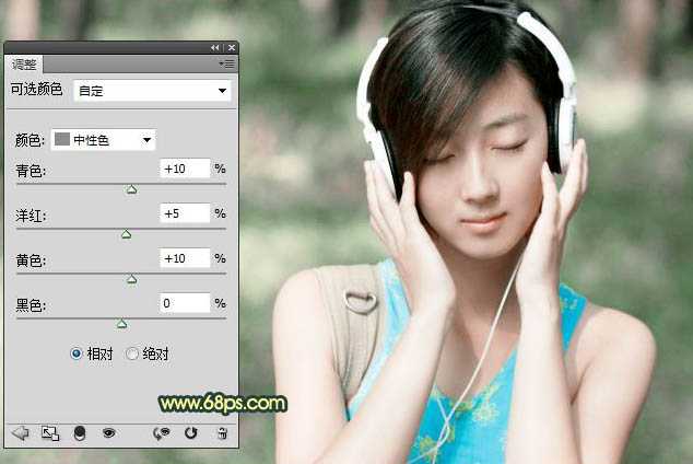 ‘Photoshop为音乐美女加上柔和甜美的夏季色‘