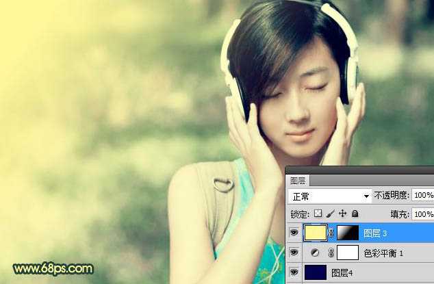 ‘Photoshop为音乐美女加上柔和甜美的夏季色‘