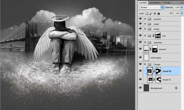 ‘photoshop经典合成雨夜中失落的天使‘