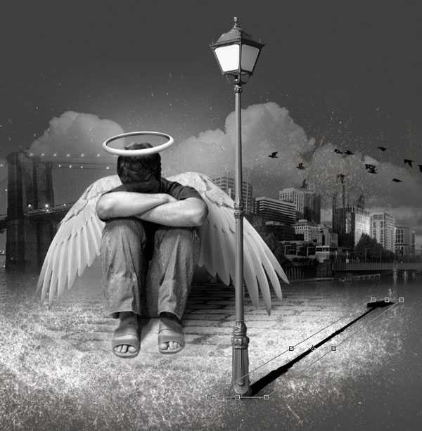 ‘photoshop经典合成雨夜中失落的天使‘